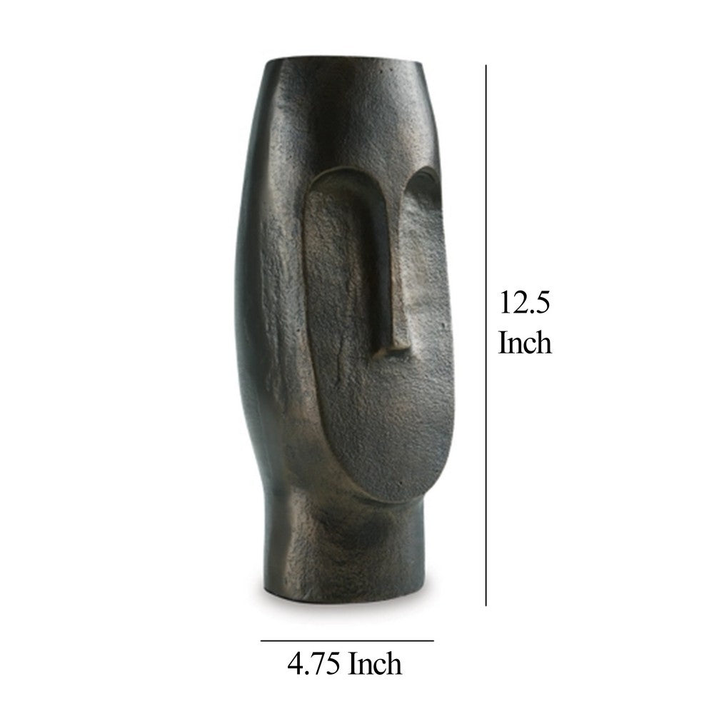 Vase, Abstract Decorative Figurine of a Head, 13 Inch Bronze Aluminum -BM327763
