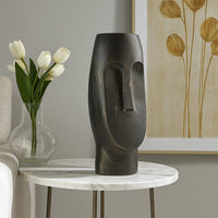 Vase, Abstract Decorative Figurine of a Head, 13 Inch Bronze Aluminum -BM327763