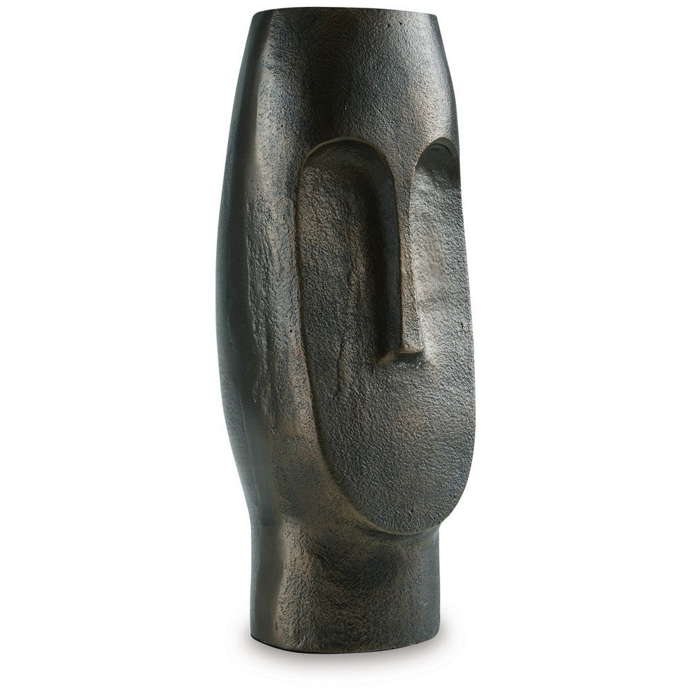 benzara Vase Abstract Decorative Figurine of a Head 13 Inch Bronze Aluminum -BM327763
