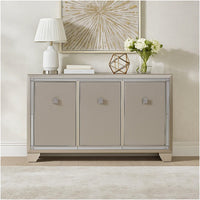 Sideboard Cabinet, Mirrored Top, 54 Inch, Adjustable Shelves, Silver  -BM327775