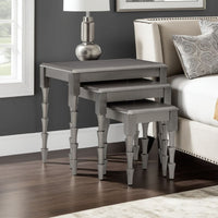 Nesting Accent Table Set of 3, Contemporary Metallic Gray, Real Wood -BM327777