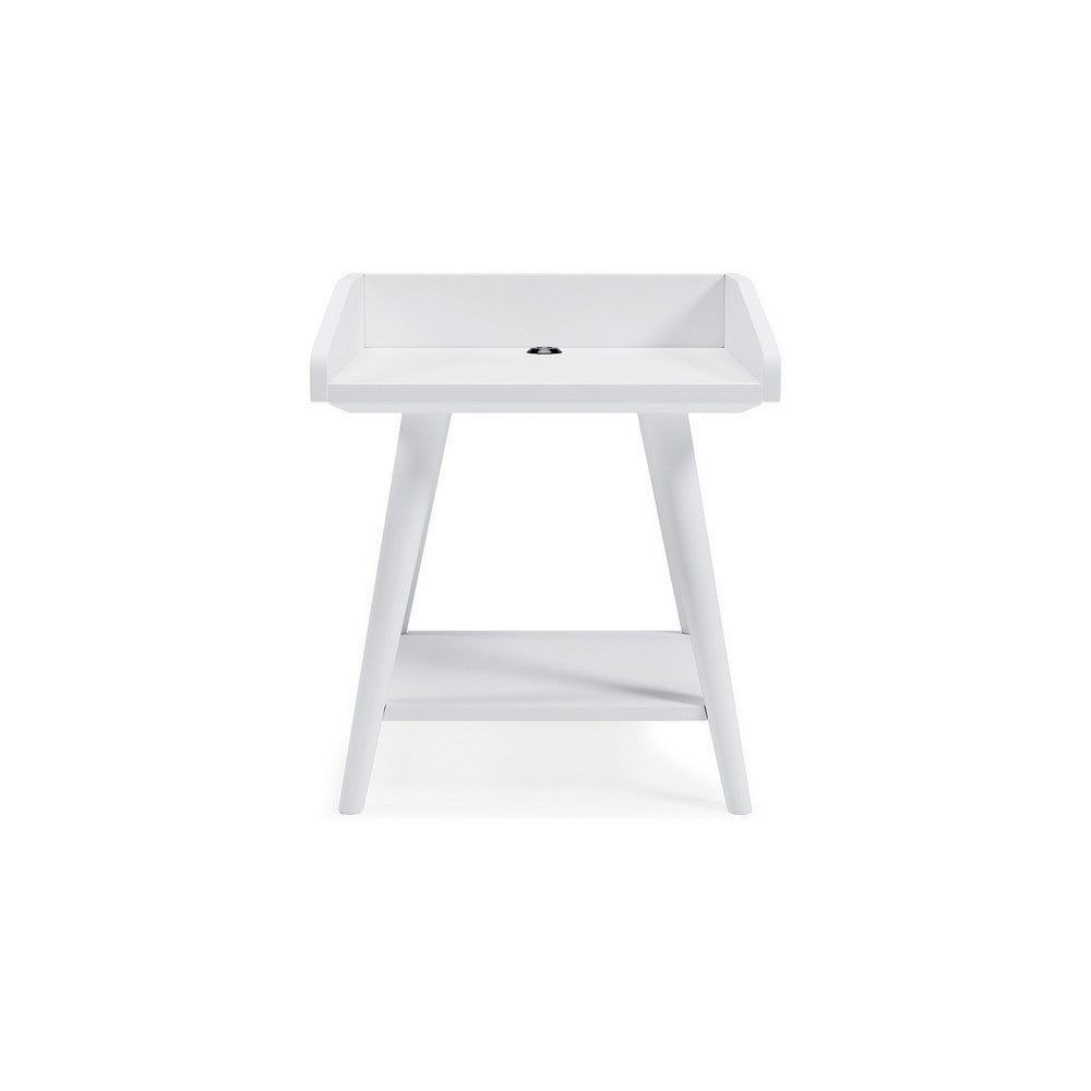 Arid Accent Table, 22 Inch, Gallery Rail Tray Top, White Wood -BM327779