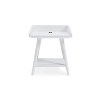 Arid Accent Table, 22 Inch, Gallery Rail Tray Top, White Wood -BM327779