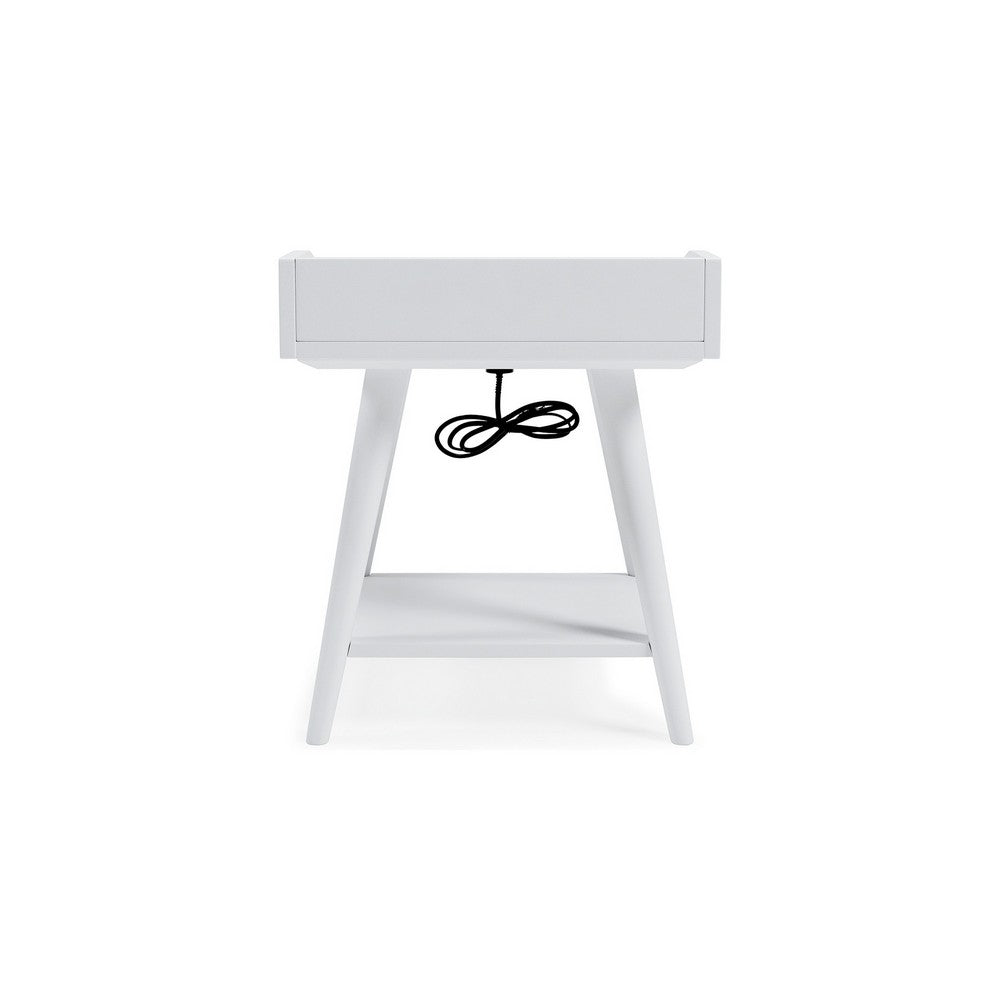 Arid Accent Table, 22 Inch, Gallery Rail Tray Top, White Wood -BM327779