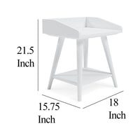 Arid Accent Table, 22 Inch, Gallery Rail Tray Top, White Wood -BM327779