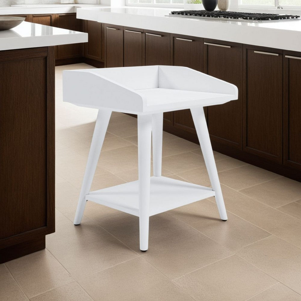 Arid Accent Table, 22 Inch, Gallery Rail Tray Top, White Wood -BM327779