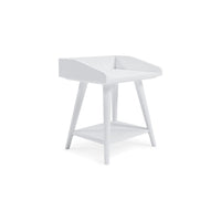Arid Accent Table, 22 Inch, Gallery Rail Tray Top, White Wood