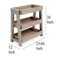 Arid Accent Table, 3 Storage Tray Shelves, 26 Inch, Brown Solid Wood -BM327780