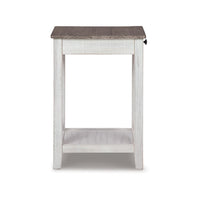 Accent Table, 1 Drawer and Shelf, USB Ports, 25 Inch White Solid Wood -BM327781