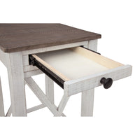 Accent Table, 1 Drawer and Shelf, USB Ports, 25 Inch White Solid Wood -BM327781