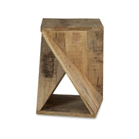 Axoi Accent Side End Table, Solid Wood Twist, 14 Inch Distressed Brown -BM327790