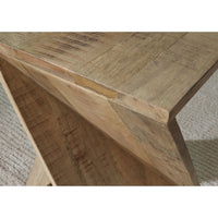 Axoi Accent Side End Table, Solid Wood Twist, 14 Inch Distressed Brown -BM327790