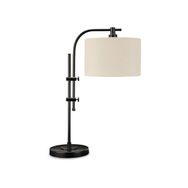 Mney Accent Lamp, Adjustable Arm, White Drum, 26 Inch Black Metal -BM327804