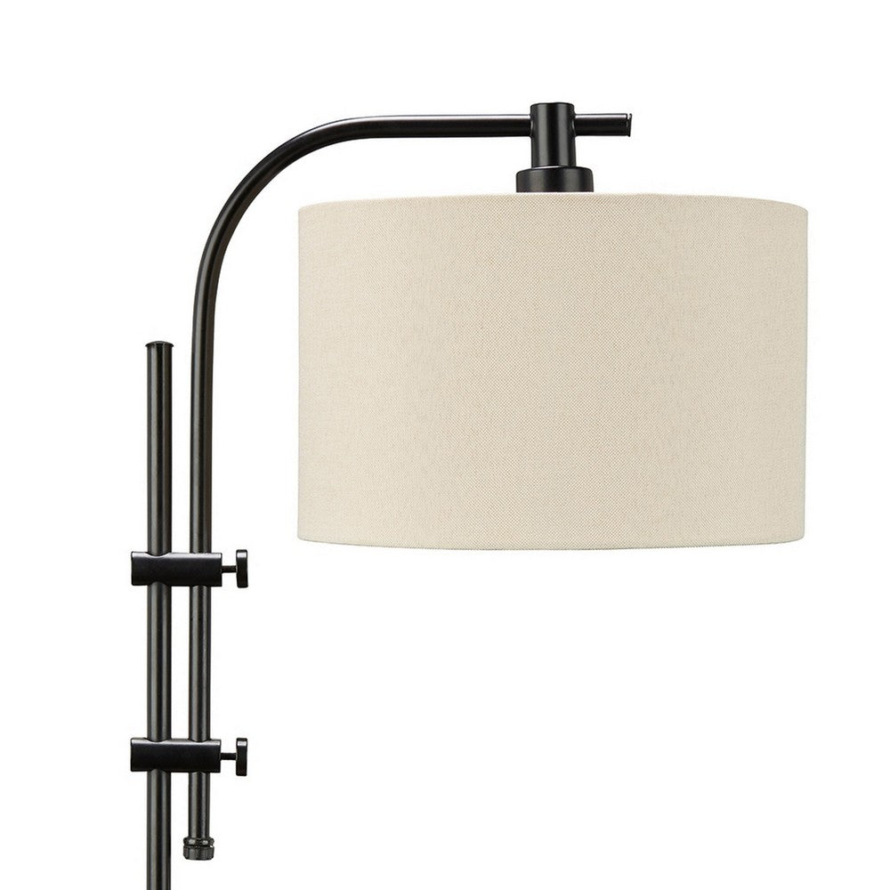 Mney Accent Lamp, Adjustable Arm, White Drum, 26 Inch Black Metal -BM327804