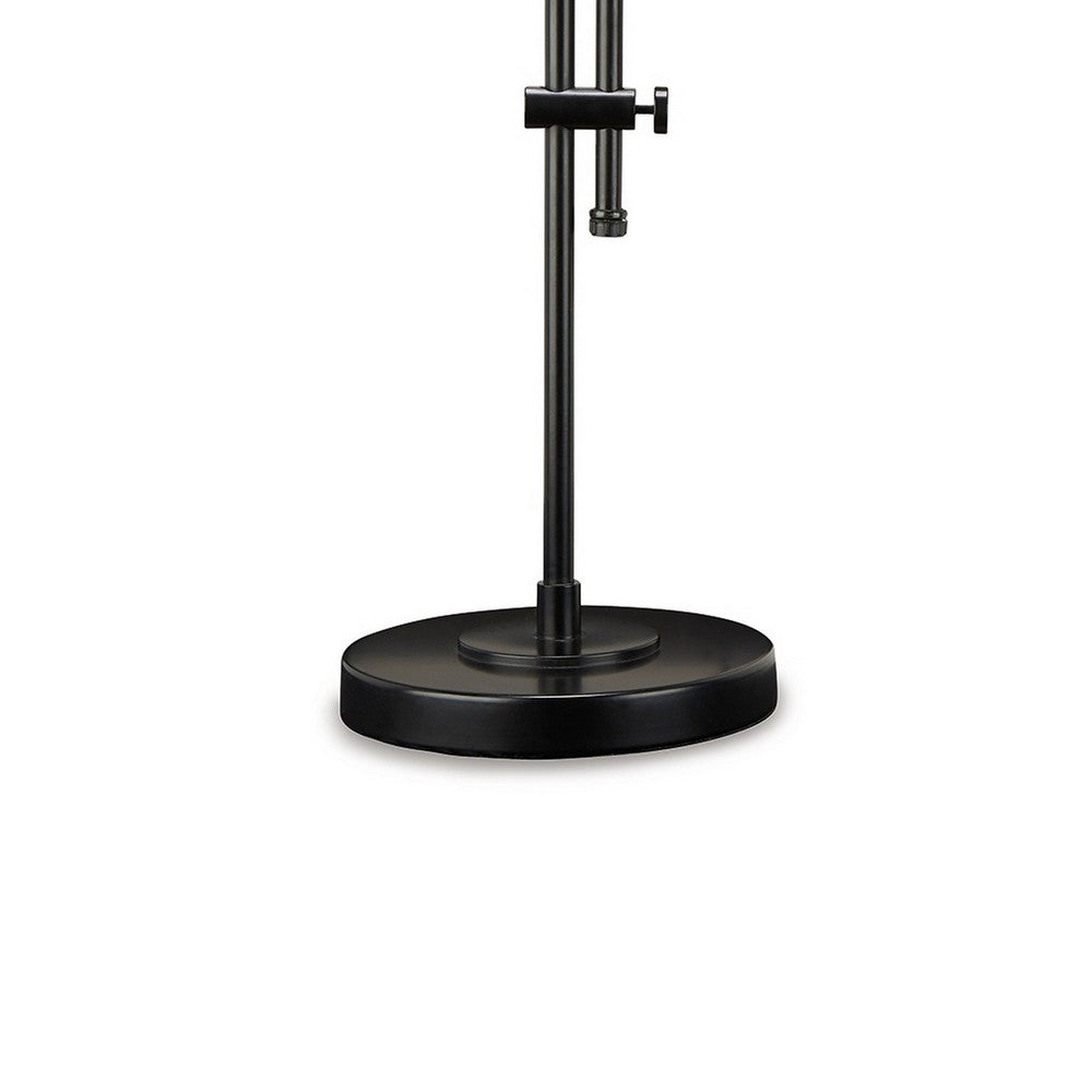 Mney Accent Lamp, Adjustable Arm, White Drum, 26 Inch Black Metal -BM327804