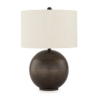 Soy Table Lamp, White Drum Shade, Gold Accent Black Round Base 27 Inch -BM327806