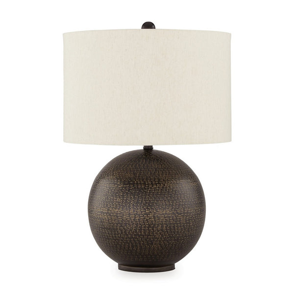 Soy Table Lamp, White Drum Shade, Gold Accent Black Round Base 27 Inch -BM327806