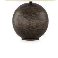 Soy Table Lamp, White Drum Shade, Gold Accent Black Round Base 27 Inch -BM327806