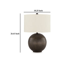 Soy Table Lamp, White Drum Shade, Gold Accent Black Round Base 27 Inch -BM327806