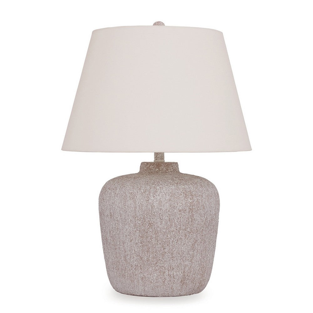 Rey Table Lamp, Empire Fabric Shade, 27 Inch Ivory Pot Metal Base -BM327807