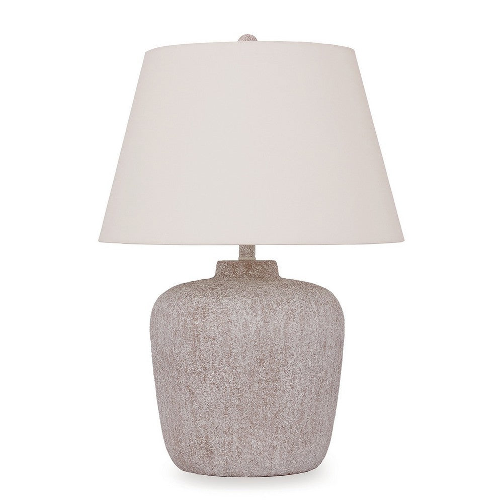 Rey Table Lamp, Empire Fabric Shade, 27 Inch Ivory Pot Metal Base -BM327807
