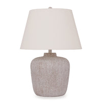 Rey Table Lamp, Empire Fabric Shade, 27 Inch Ivory Pot Metal Base -BM327807