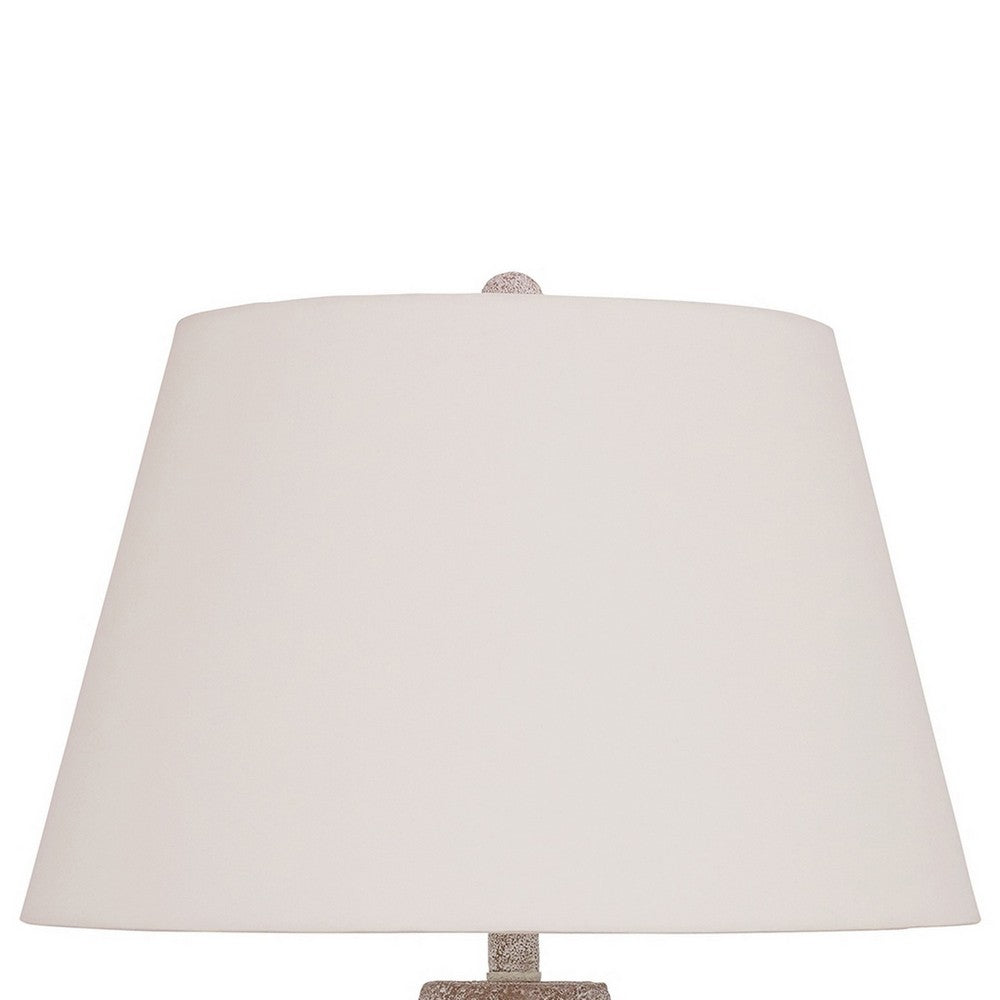 Rey Table Lamp, Empire Fabric Shade, 27 Inch Ivory Pot Metal Base -BM327807