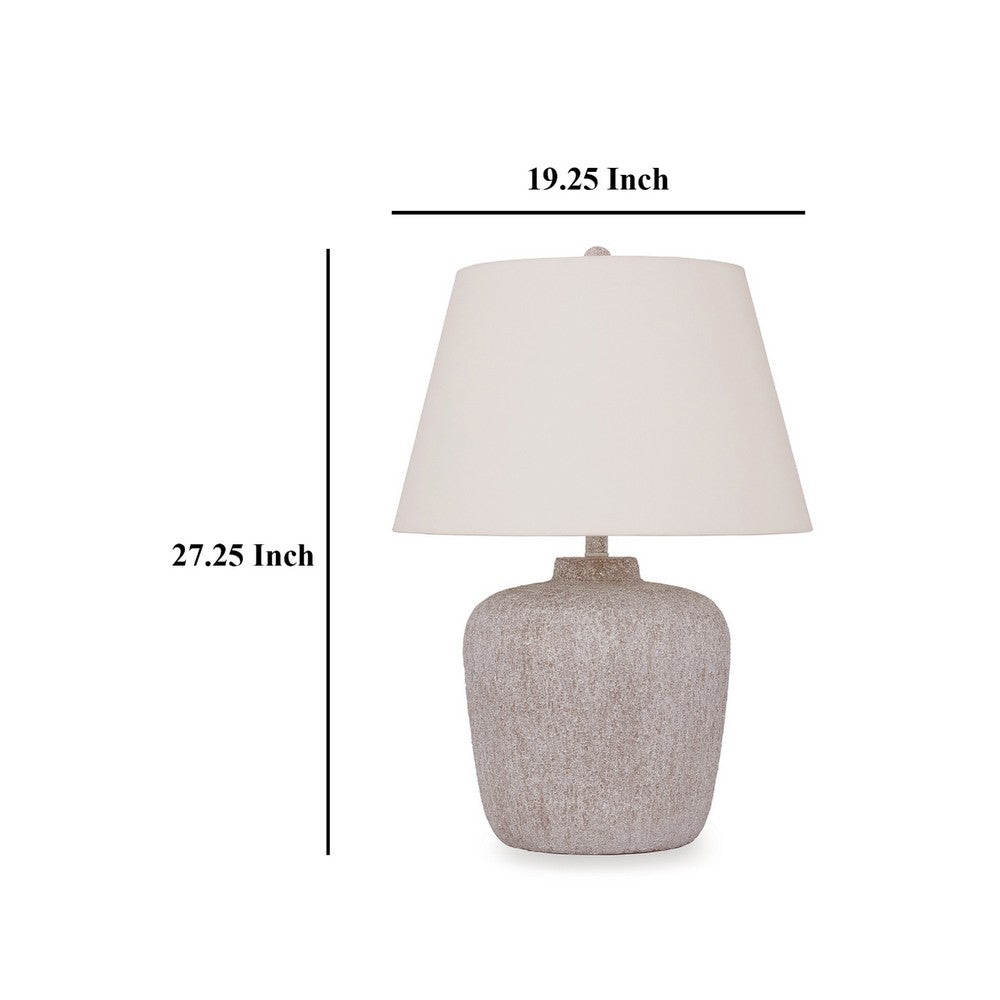 Rey Table Lamp, Empire Fabric Shade, 27 Inch Ivory Pot Metal Base -BM327807