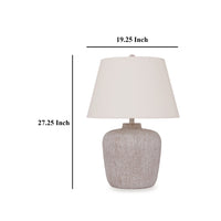 Rey Table Lamp, Empire Fabric Shade, 27 Inch Ivory Pot Metal Base -BM327807