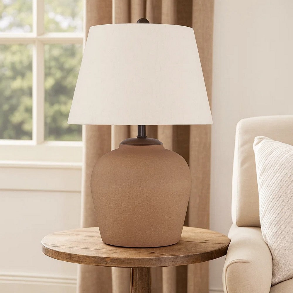 Tery Table Lamp, Empire Hardback Shade, Textured Rust Brown Metal Base -BM327808