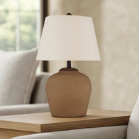 Tery Table Lamp, Empire Hardback Shade, Textured Rust Brown Metal Base -BM327808