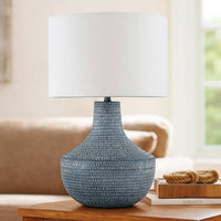 Lym Table Lamp, Gray Hammered Metal Base, White Fabric Shade 28 Inch -BM327809