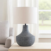 Lym Table Lamp, Gray Hammered Metal Base, White Fabric Shade 28 Inch -BM327809