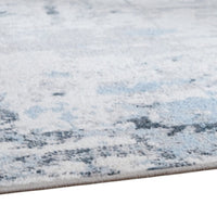 Tony 8 x 10 Large Area Rug, Blue White Machine Woven Abstract Pattern -BM327814