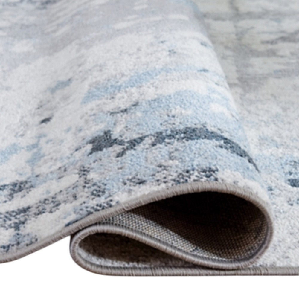 Tony 8 x 10 Large Area Rug, Blue White Machine Woven Abstract Pattern -BM327814