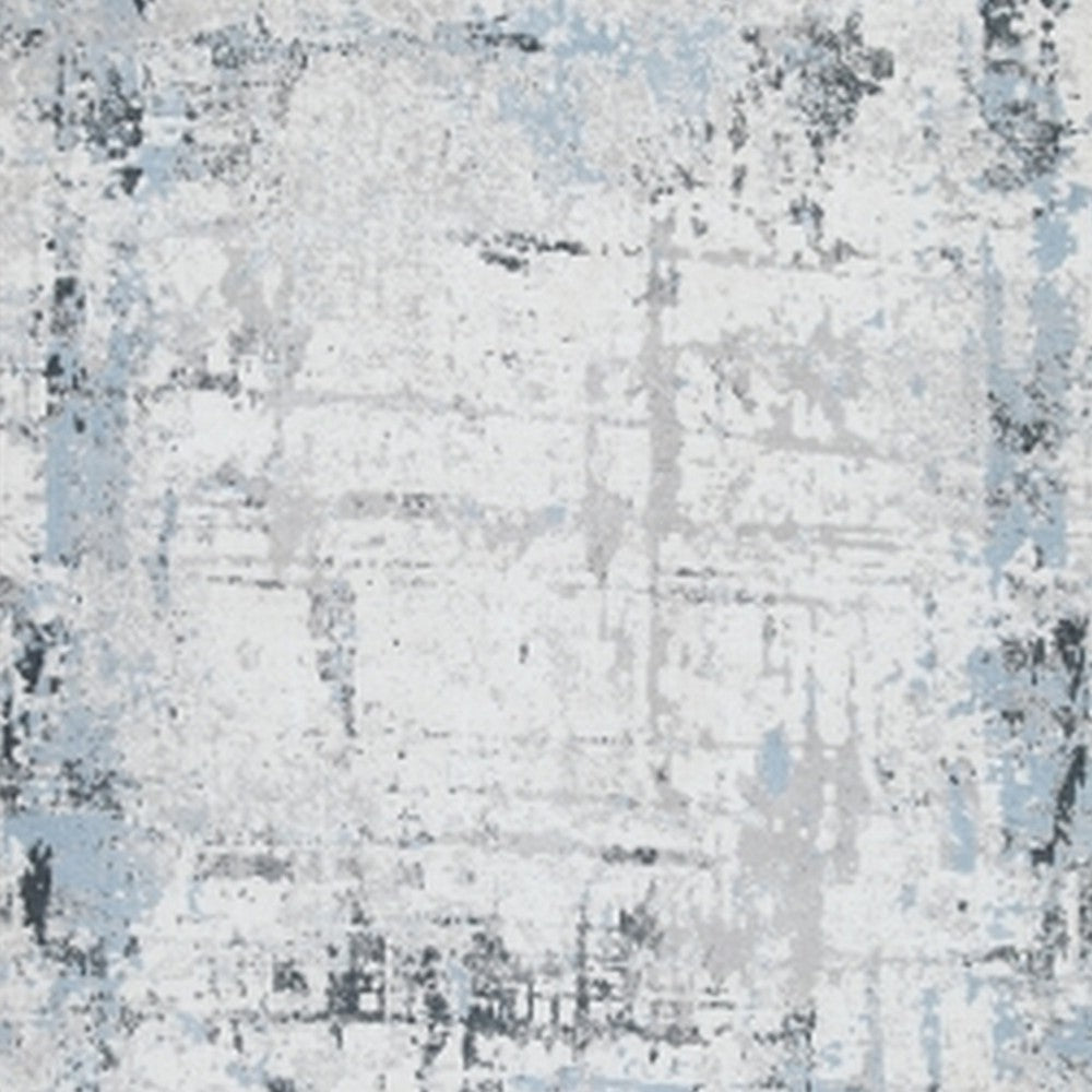 Tony 8 x 10 Large Area Rug, Blue White Machine Woven Abstract Pattern -BM327814