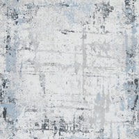 Tony 8 x 10 Large Area Rug, Blue White Machine Woven Abstract Pattern -BM327814