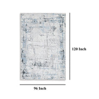 Tony 8 x 10 Large Area Rug, Blue White Machine Woven Abstract Pattern -BM327814