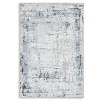 Tony 8 x 10 Large Area Rug, Blue White Machine Woven Abstract Pattern -BM327814