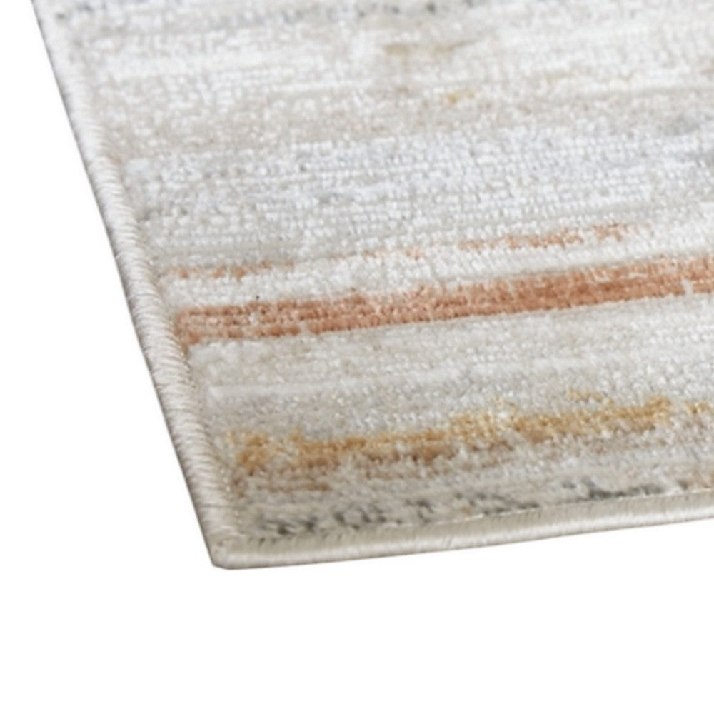 Neyo 5 x 7 Medium Area Rug, Machine Woven White Brown Striped Pattern -BM327817