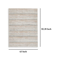 Neyo 5 x 7 Medium Area Rug, Machine Woven White Brown Striped Pattern -BM327817