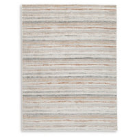 Neyo 5 x 7 Medium Area Rug, Machine Woven White Brown Striped Pattern -BM327817