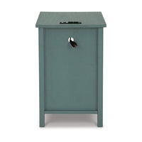Gena Side End Table, Shelf and Pull Out Tray, Teal Solid Wood 24 Inch -BM327834
