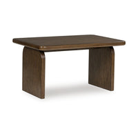 Medy 2pc Coffee and End Table Set, Wide Geometric Base, Textured Brown -BM327839