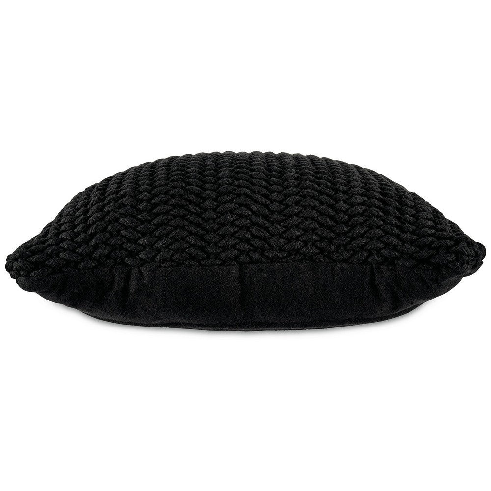 Rene Square Accent Throw Pillow, 20 Inch, Black Handwoven Design -BM327860