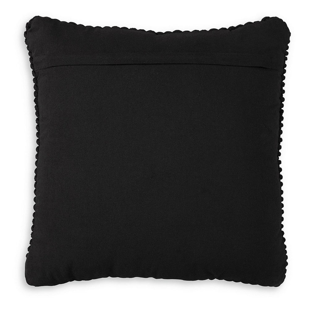 Rene Square Accent Throw Pillow, 20 Inch, Black Handwoven Design -BM327860