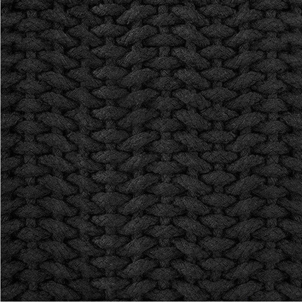 Rene Square Accent Throw Pillow, 20 Inch, Black Handwoven Design -BM327860