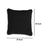 Rene Square Accent Throw Pillow, 20 Inch, Black Handwoven Design -BM327860