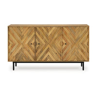 Sideboard Cabinet Console, Diamond Pattern 3 Doors, Brown 58 Inch -BM327866