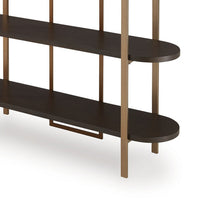 72 Inch Bookcase with 5 Ash Wood Storage Shelves, Retro Gold Frame -BM327878